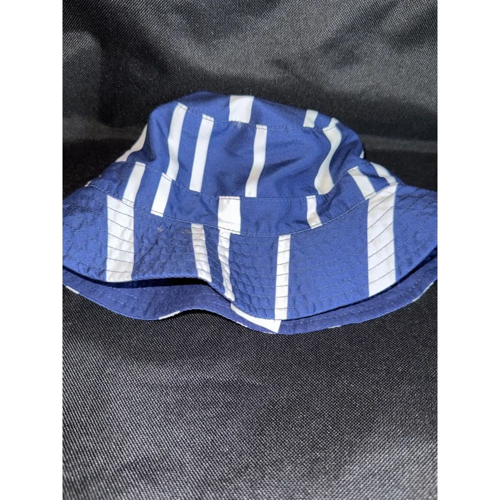 Carters Baby Boy Blue White Striped Bucket Sun Hat Chin Strap 12-24M